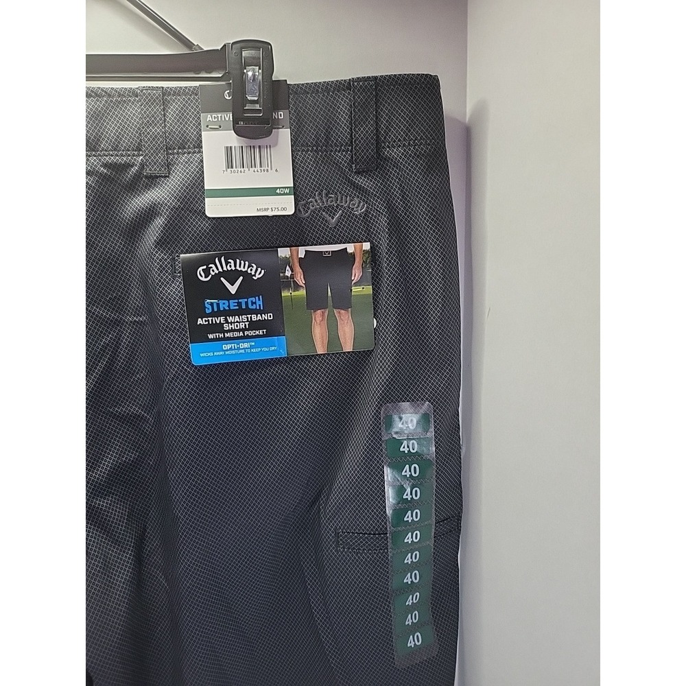 Callaway Mens Size 40 Grey Performance Opti-Dri Golf Shorts Media Pocket NEW - Picture 4 of 10